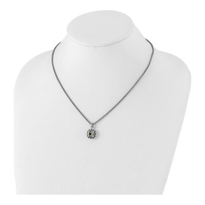 14K/Silver Two-Tone Shey Couture Sterling Silver With 14K Accent 18 Inch Antiqued Cushion Green Quartz Necklace – view 5