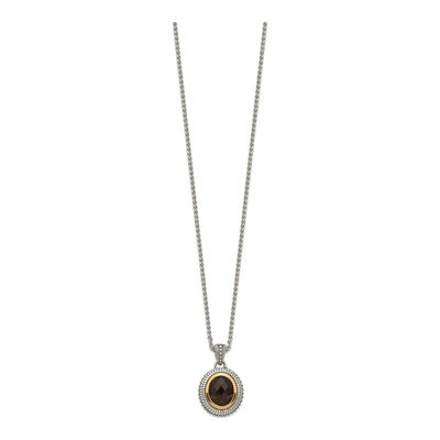 Sterling Silver & 14K Gold Smoky Quartz Pendant Necklace – view 3