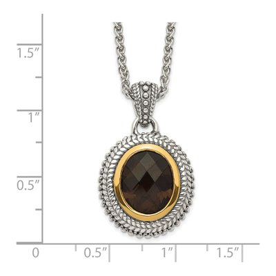 Sterling Silver & 14K Gold Smoky Quartz Pendant Necklace – view 4