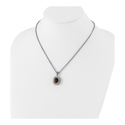 Sterling Silver & 14K Gold Smoky Quartz Pendant Necklace – view 5