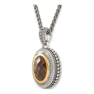 Sterling Silver & 14K Gold Smoky Quartz Pendant Necklace – view 6
