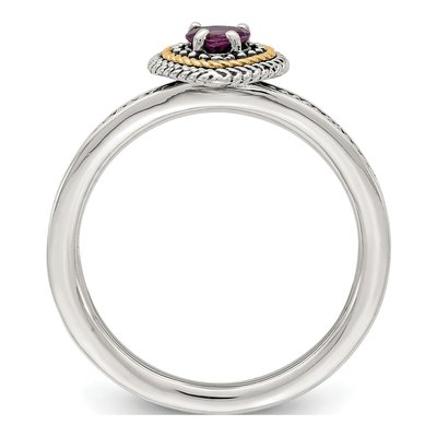 Sterling Silver & 14K Gold Rhodolite Garnet Heart Ring – view 3