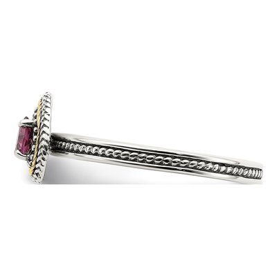 Sterling Silver & 14K Gold Rhodolite Garnet Heart Ring – view 4