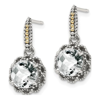Sterling Silver & 14K Gold White Topaz Dangle Earrings – view 3
