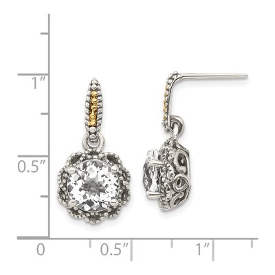 Sterling Silver & 14K Gold White Topaz Dangle Earrings – view 5