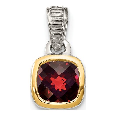 Sterling Silver & 14K Gold Garnet Pendant