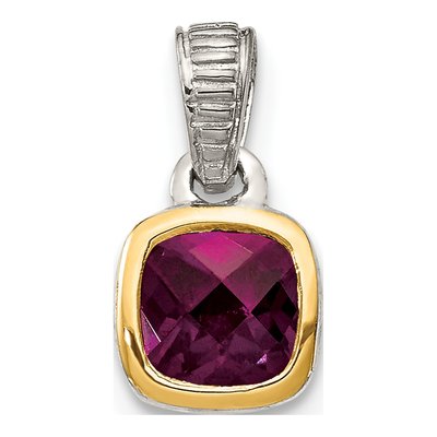 Sterling Silver & 14K Gold Rhodolite Garnet Pendant
