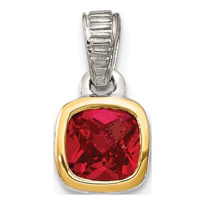 Sterling Silver & 14K Gold Ruby Pendant