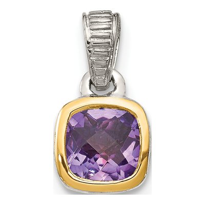 Sterling Silver & 14K Gold Amethyst Pendant