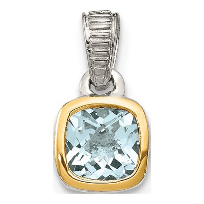 Sterling Silver & 14K Gold Aquamarine Pendant