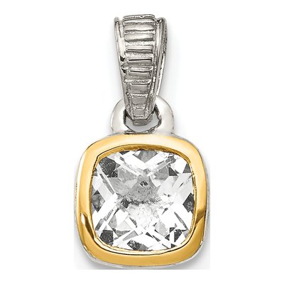 Sterling Silver & 14K Gold White Topaz Pendant