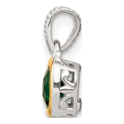 Sterling Silver & 14K Gold Lab-Created Emerald Pendant – view 3