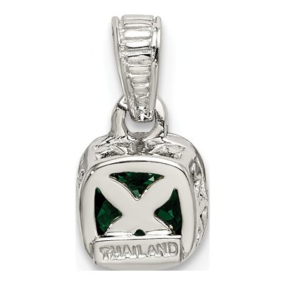 Sterling Silver & 14K Gold Lab-Created Emerald Pendant – view 4
