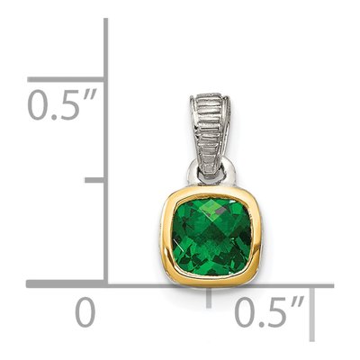Sterling Silver & 14K Gold Lab-Created Emerald Pendant – view 5