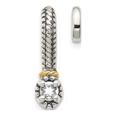 Sterling Silver & 14K Gold White Topaz Slide Pendant