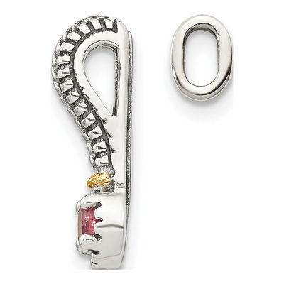 Sterling Silver & 14K Gold Pink Tourmaline Slide Pendant – view 3