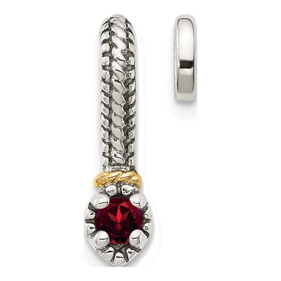 Sterling Silver & 14K Gold Garnet Slide Pendant