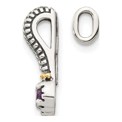 Sterling Silver & 14K Gold Amethyst Slide Pendant – view 3