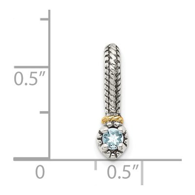 Sterling Silver & 14K Gold Aquamarine Slide Pendant – view 5