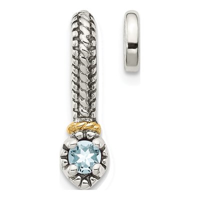 Sterling Silver & 14K Gold Aquamarine Slide Pendant