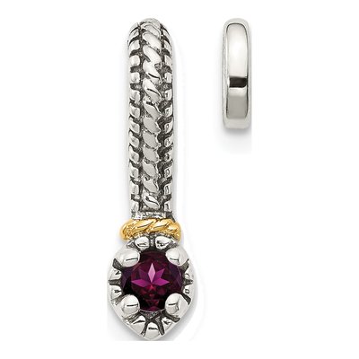 Sterling Silver & 14K Gold Rhodolite Garnet Slide Pendant