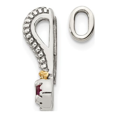 Sterling Silver & 14K Gold Lab-Created Ruby Slide Pendant – view 3