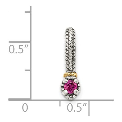 Sterling Silver & 14K Gold Lab-Created Ruby Slide Pendant – view 4