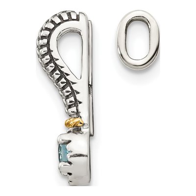 Sterling Silver & 14K Gold Sky Blue Topaz Slide Pendant – view 3