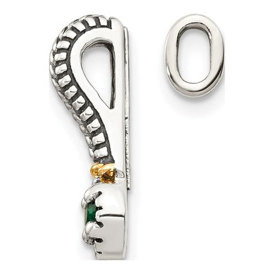 Sterling Silver & 14K Gold Lab-Created Emerald Slide Pendant – view 3