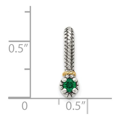 Sterling Silver & 14K Gold Lab-Created Emerald Slide Pendant – view 5