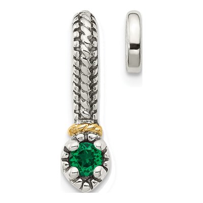Sterling Silver & 14K Gold Lab-Created Emerald Slide Pendant