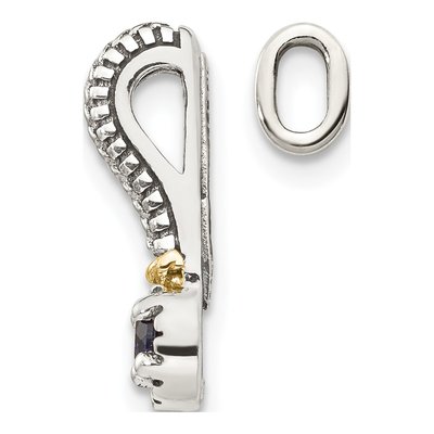 Sterling Silver & 14K Gold Lab-Created Sapphire Slide Pendant – view 3