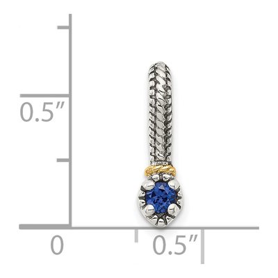 Sterling Silver & 14K Gold Lab-Created Sapphire Slide Pendant – view 5