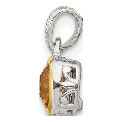 Sterling Silver & 14K Gold Citrine Cushion Pendant – view 3