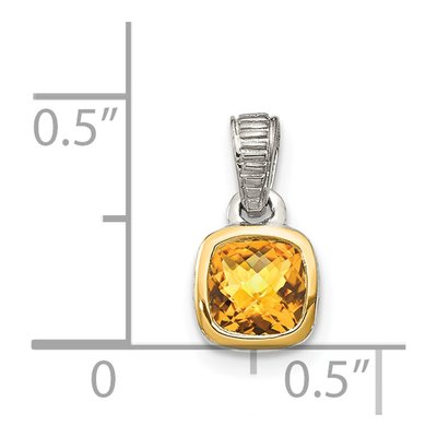 Sterling Silver & 14K Gold Citrine Cushion Pendant – view 5