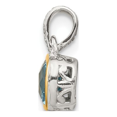 Sterling Silver & 14K Gold Swiss Blue Topaz Pendant – view 3