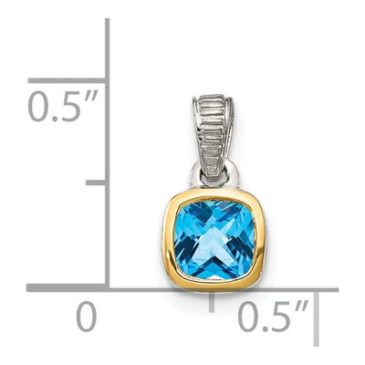 Sterling Silver & 14K Gold Swiss Blue Topaz Pendant – view 5
