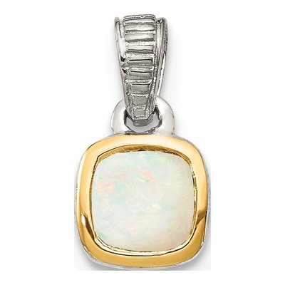 Sterling Silver & 14K Gold Opal Pendant