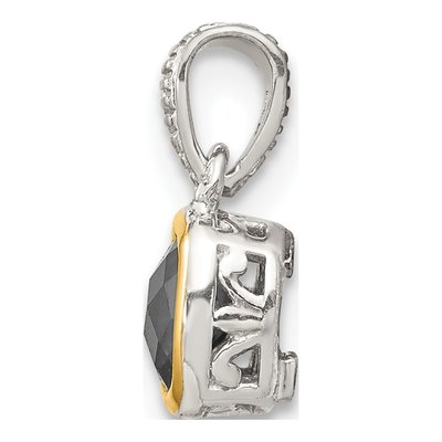 Sterling Silver & 14K Gold Lab-Created Sapphire Pendant – view 3