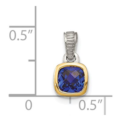 Sterling Silver & 14K Gold Lab-Created Sapphire Pendant – view 5