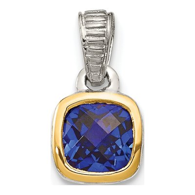 Sterling Silver & 14K Gold Lab-Created Sapphire Pendant