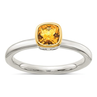 Sterling Silver & 14K Gold Citrine Ring