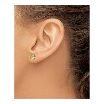 Sterling Silver & 14K Gold Peridot Square Stud Earrings – view 4