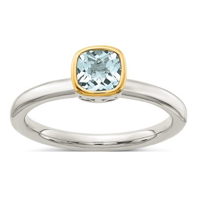 Sterling Silver & 14K Gold Aquamarine Ring