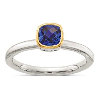 Sterling Silver & 14K Gold Lab-Created Sapphire Ring