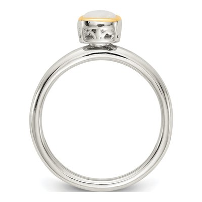 Sterling Silver & 14K Gold Opal Milky Ring – view 3
