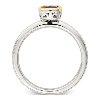 Sterling Silver & 14K Gold Garnet Ring – view 3