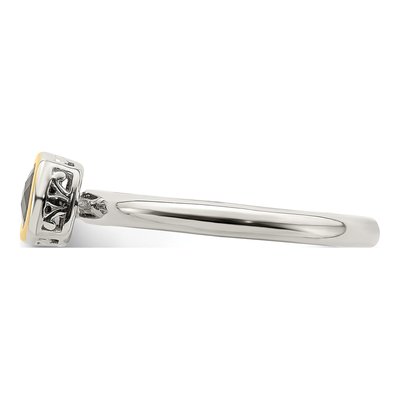 Sterling Silver & 14K Gold Garnet Ring – view 4