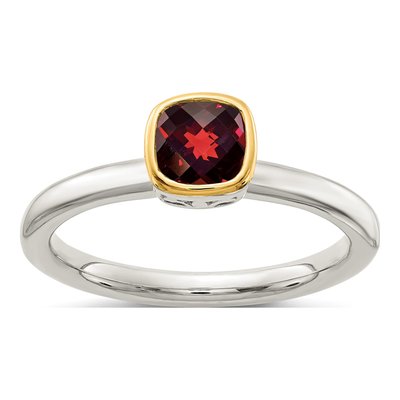 Sterling Silver & 14K Gold Garnet Ring