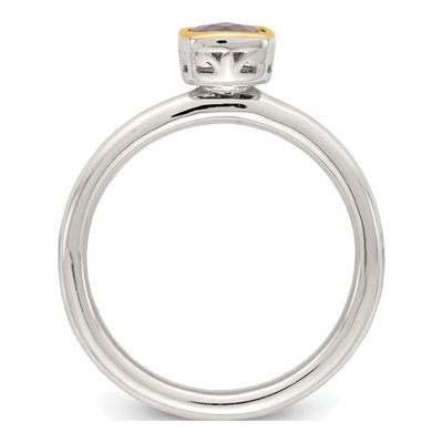 Sterling Silver & 14K Gold Amethyst Cushion Ring – view 3